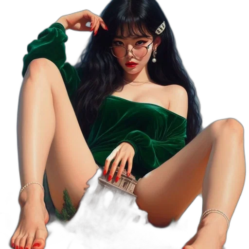 dress, shoes, oil painting, fantasy art transparent PNG cut-out