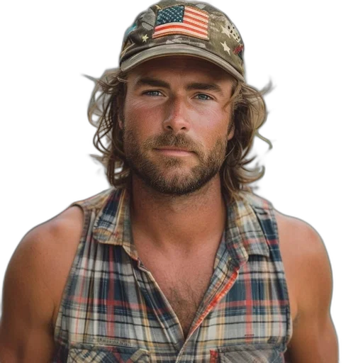 hat, bearded, man, plaid transparent PNG cut-out