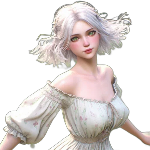 dress, face, staff, fantasy art transparent PNG cut-out