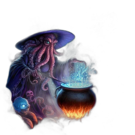 hat, dragon, creature, staff transparent PNG cut-out