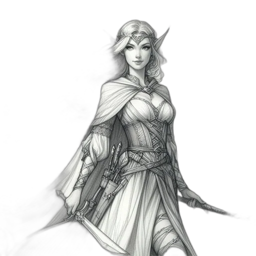 staff, sword, dress, fantasy art transparent PNG cut-out