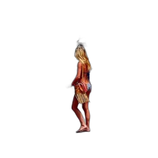 dress, hair, creature, staff transparent PNG cut-out