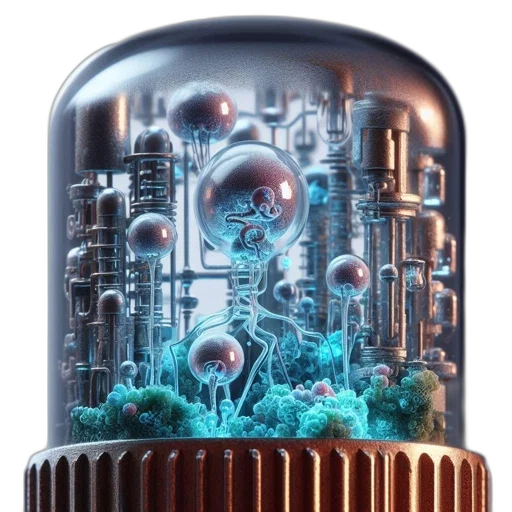 bottle, robot, concept art, cyberpunk transparent PNG cut-out