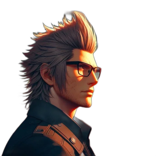 jacket, staff, face, concept art transparent PNG cut-out
