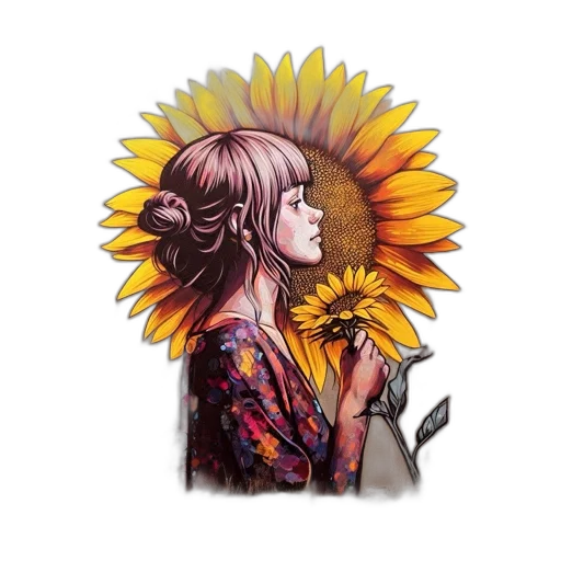 flower, dress, watercolor, fantasy art transparent PNG cut-out