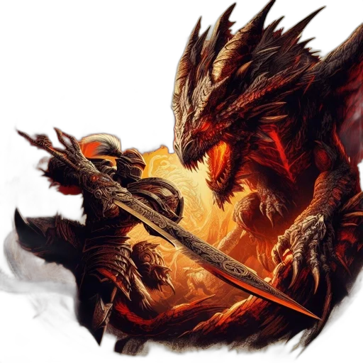 dragon, sword, weapon, staff transparent PNG cut-out