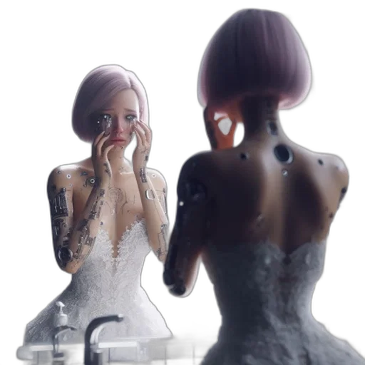 dress, jewelry, robot, 3d render transparent PNG cut-out