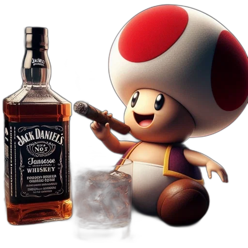 bottle, weapon, hat, 3d render transparent PNG cut-out