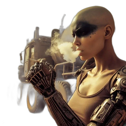robot, weapon, concept art, cyberpunk transparent PNG cut-out