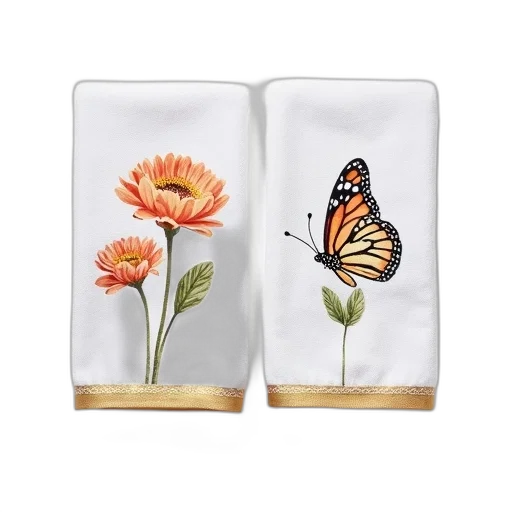 photorealistic, pair, white, towels transparent PNG cut-out
