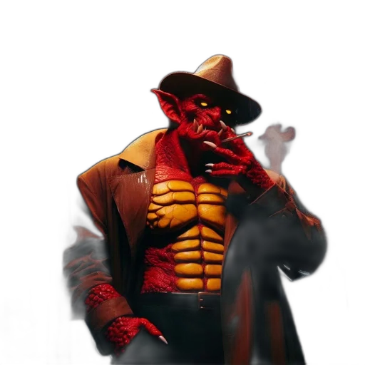 jacket, mask, creature, staff transparent PNG cut-out