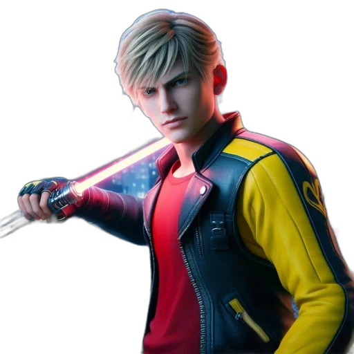 jacket, staff, concept art, 3d render transparent PNG cut-out