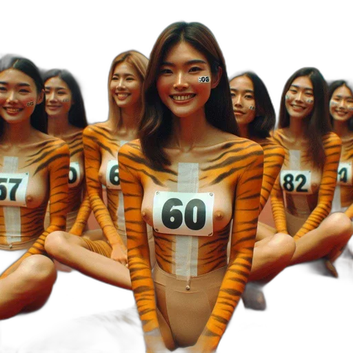 3d render, photorealistic, women, tiger-striped transparent PNG cut-out