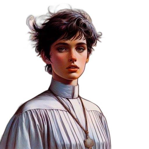 face, jacket, staff, concept art transparent PNG cut-out