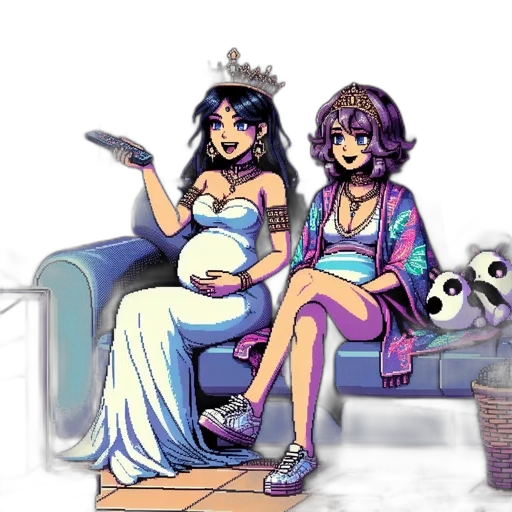 dress, concept art, vaporwave, pixel art transparent PNG cut-out