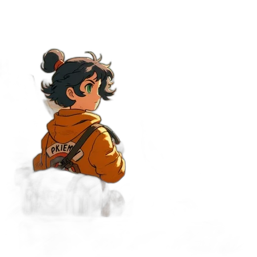 jacket, creature, staff, dragon transparent PNG cut-out