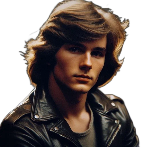 jacket, hair, face, photorealistic transparent PNG cut-out