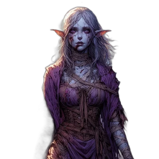 dress, staff, face, fantasy art transparent PNG cut-out