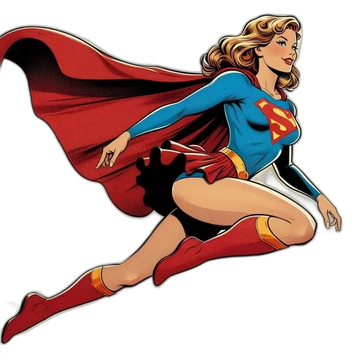 comic book art, cartoon, concept art, supergirl transparent PNG cut-out