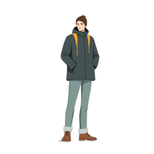 jacket, staff, concept art, cartoon transparent PNG cut-out