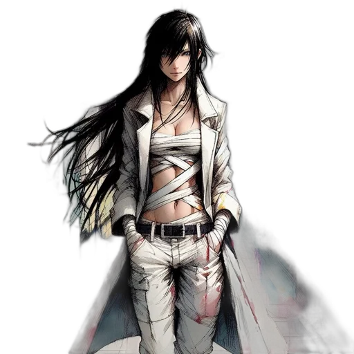 jacket, sword, concept art, comic book art transparent PNG cut-out