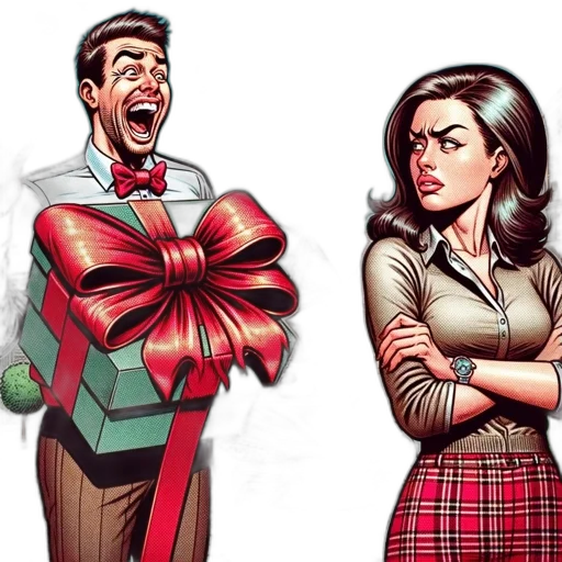 comic book art, excited, man, gift transparent PNG cut-out