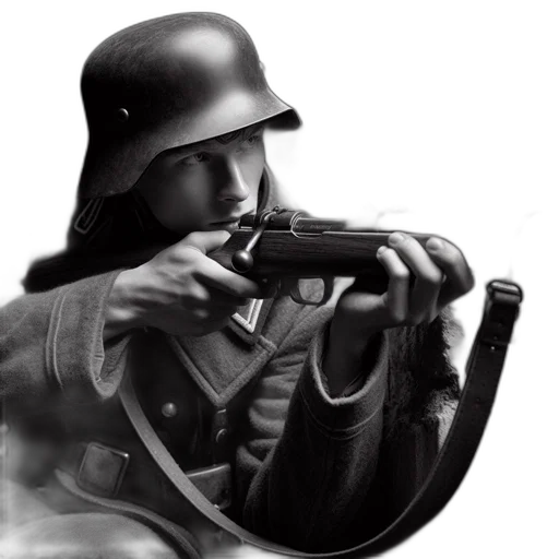 weapon, hat, jacket, staff transparent PNG cut-out