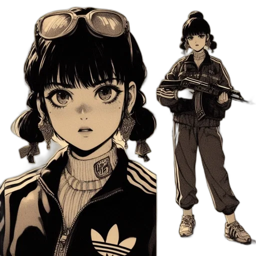 jacket, weapon, concept art, comic book art transparent PNG cut-out