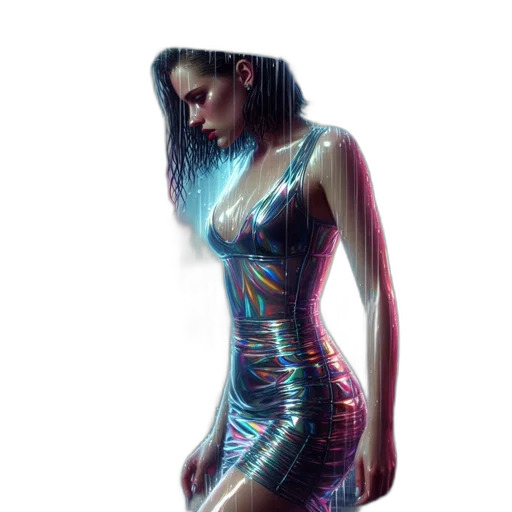 dress, robot, jewelry, cyberpunk transparent PNG cut-out