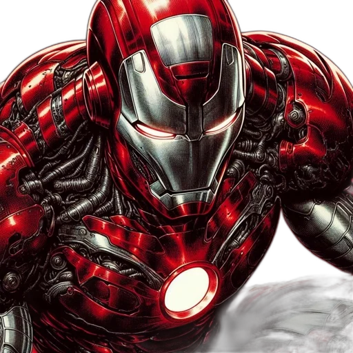 comic book art, concept art, red, iron transparent PNG cut-out