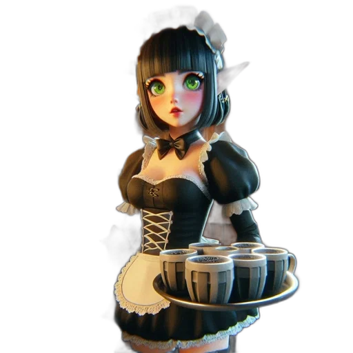 dress, robot, staff, 3d render transparent PNG cut-out