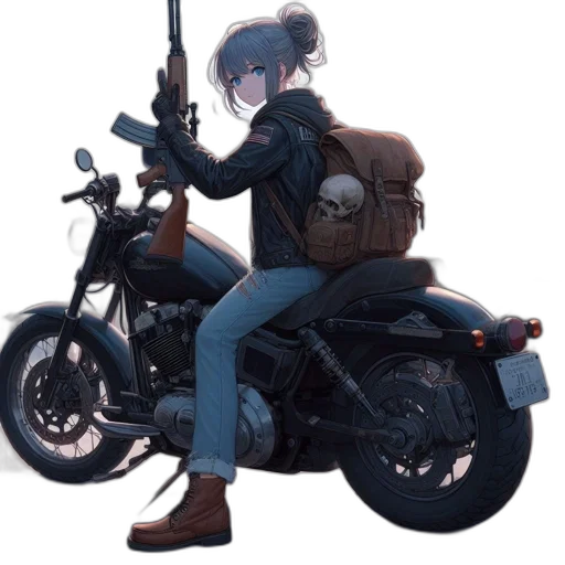 jacket, weapon, concept art, cyberpunk transparent PNG cut-out
