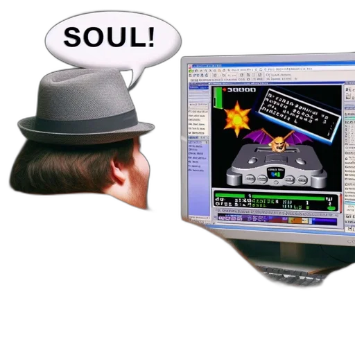 hat, robot, staff, vaporwave transparent PNG cut-out