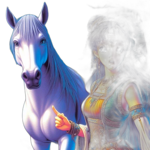animal, fantasy art, concept art, vaporwave transparent PNG cut-out