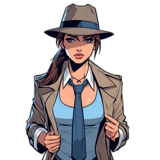 jacket, hat, staff, comic book art transparent PNG cut-out