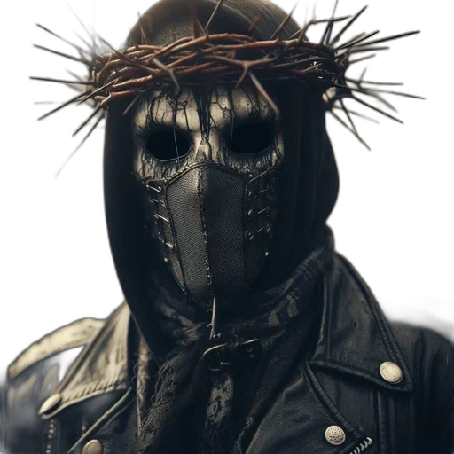 mask, jacket, face, staff transparent PNG cut-out