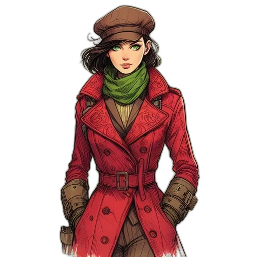 jacket, hat, staff, concept art transparent PNG cut-out