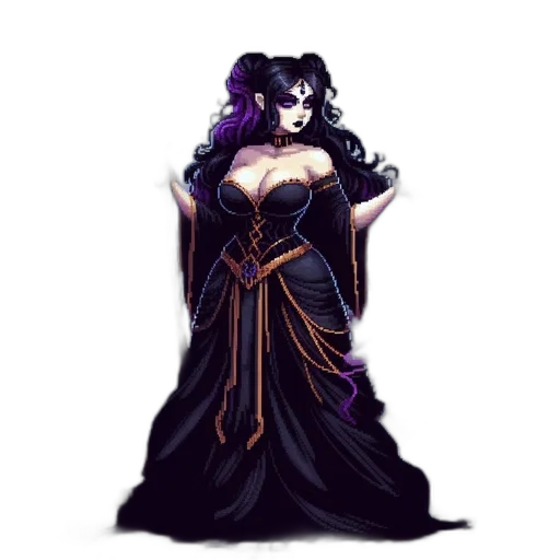 dress, crown, staff, pixel art transparent PNG cut-out