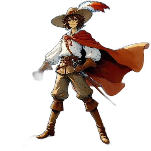 staff, hat, jacket, sword transparent PNG cut-out