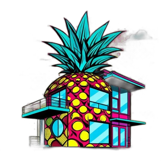 building, vaporwave, concept art, 3d render transparent PNG cut-out
