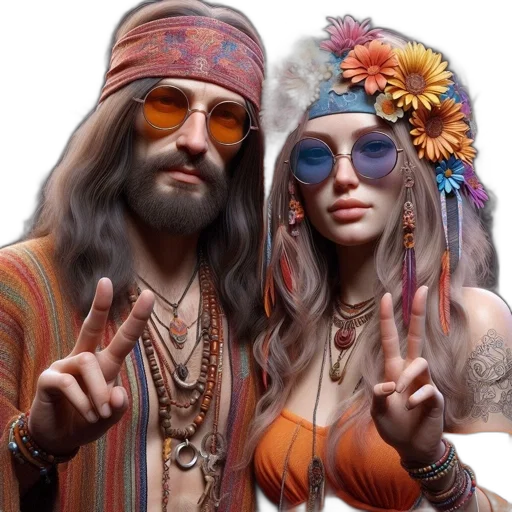 jewelry, hippie-inspired, couple, male transparent PNG cut-out