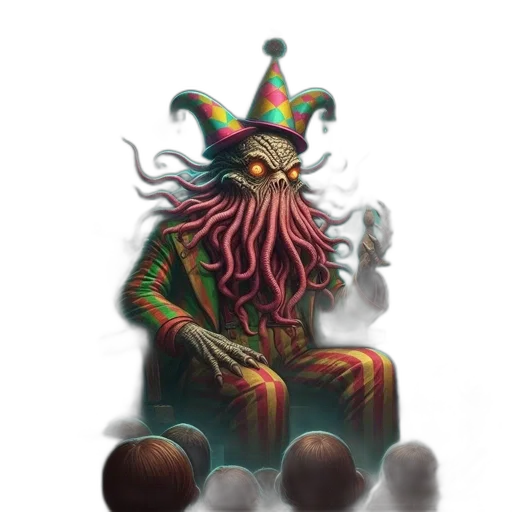 creature, mask, crown, staff transparent PNG cut-out