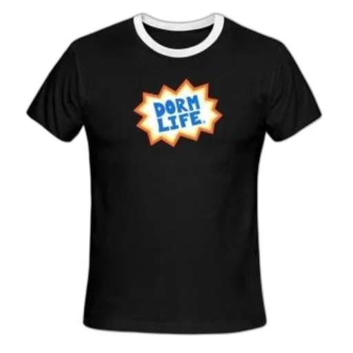 black, t-shirt, white, trim transparent PNG cut-out