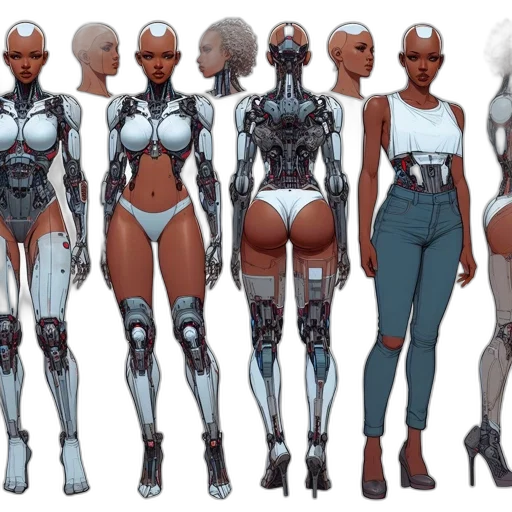 robot, concept art, cyberpunk, comic book art transparent PNG cut-out