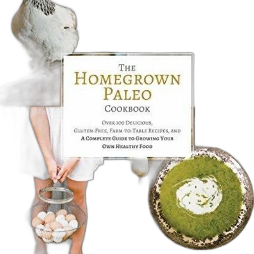 homegrown, paleo, cookbook, over transparent PNG cut-out