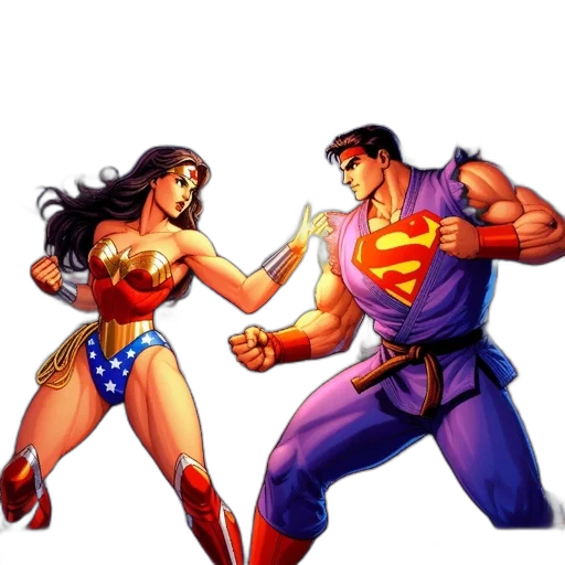 comic book art, concept art, two, superheroes transparent PNG cut-out
