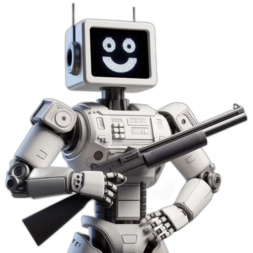 robot, staff, weapon, 3d render transparent PNG cut-out