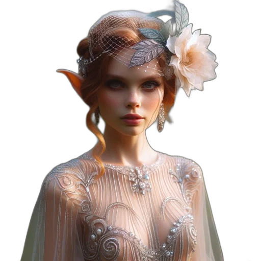 dress, crown, jewelry, fantasy art transparent PNG cut-out