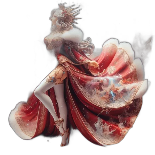 dress, dragon, staff, concept art transparent PNG cut-out