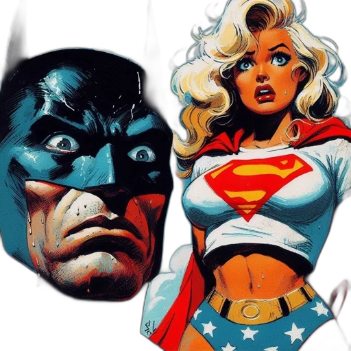 comic book art, concept art, batman, supergirl transparent PNG cut-out